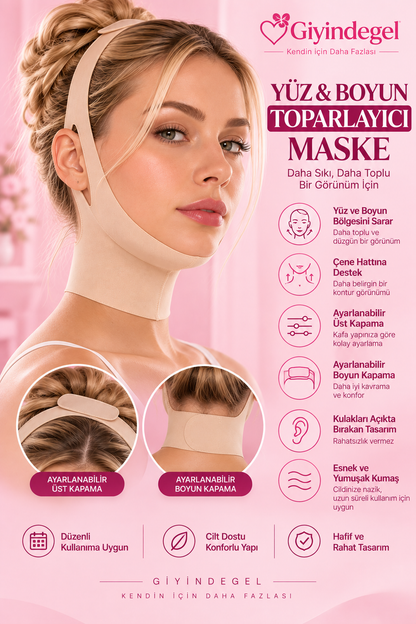 Giyindegel Yüz ve Boyun Maskesi – Ayarlanabilir Cırtlı Tasarım