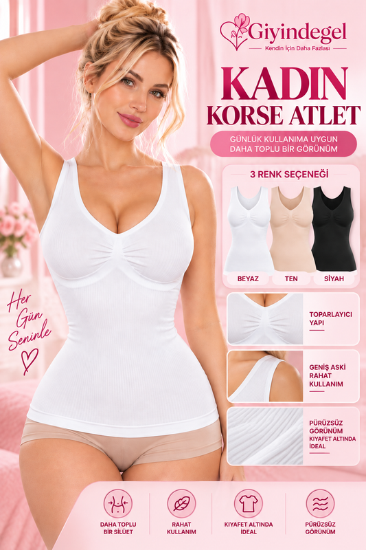 Giyindegel Kadın Korse Atlet – Dikişsiz, Geniş Askılı Toparlayıcı