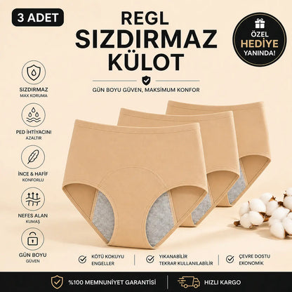 Giyindegel™ Premium Sızdırmaz Külot | Regl & İdrar Kaçırma İçin 3 Katmanlı Koruma