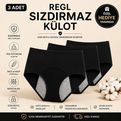 Giyindegel™ Premium Sızdırmaz Külot | Regl & İdrar Kaçırma İçin 3 Katmanlı Koruma