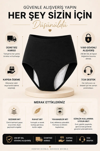 Giyindegel™ Premium Sızdırmaz Külot | Regl & İdrar Kaçırma İçin 3 Katmanlı Koruma